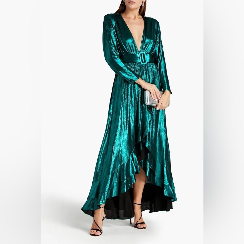 RETROFETE  Women’s Wayne Metallic Jersey Maxi Wrap Dress Size Medium